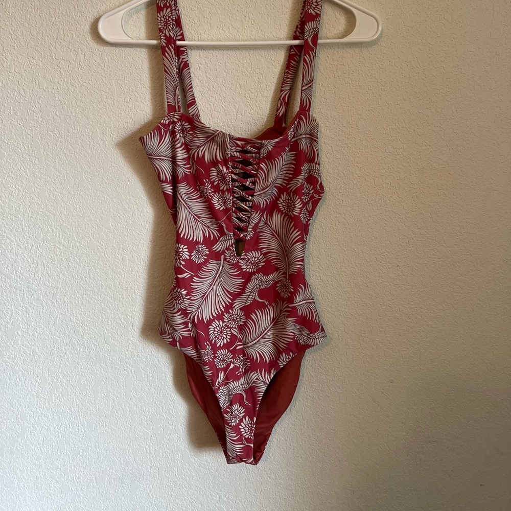 NWOT Amuse Society deep v cheeky floral one piece
